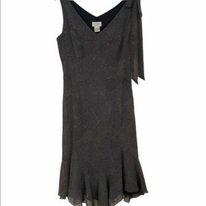 Loft Sleeveless Dress Size 8 Black With White Dots